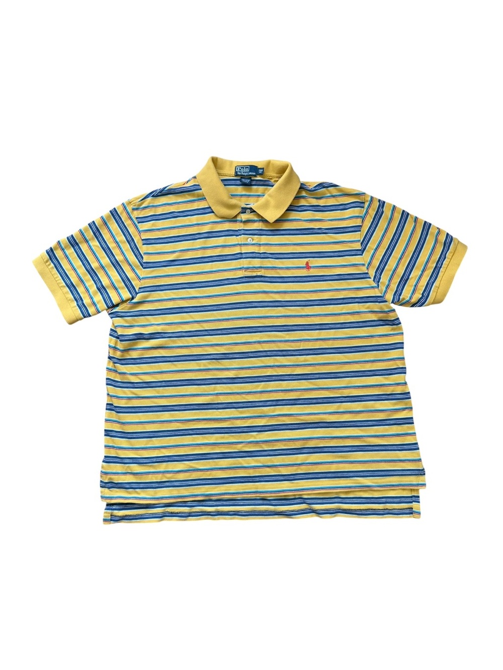 Polo Ralph Lauren Pique Mesh Polo Shirt Men’s 2XL Big Tall Yellow Striped Cotton